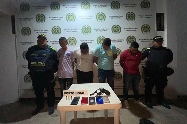 Jorge Eliécer Cárdenas Pérez, Andrés David Serrato Montes, Cristian Ademir Potes Riatiga y Leiver José Arape Carrillo, capturados.
