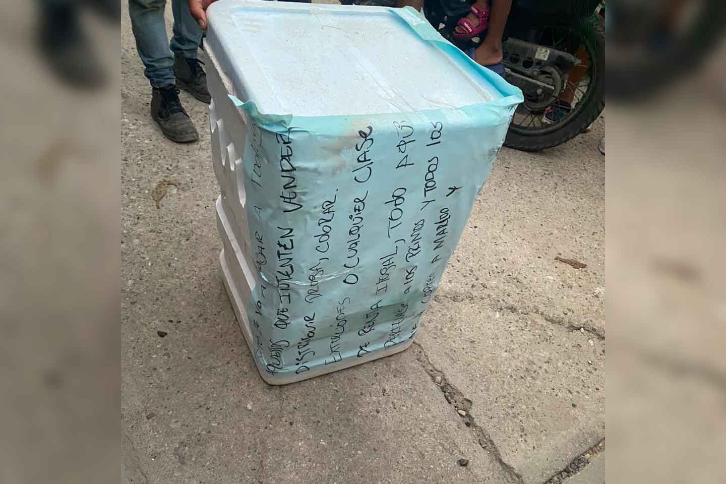 En la cava había un escrito intimidatorio dirigidos a la delincuencia.