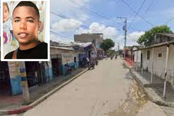 Eduard Enrique Reales, muerto a tiros en barrio Villa San Carlos de Barranquilla. Foto panorámica Zona Cero