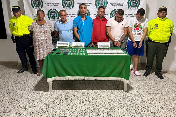 Luis Ángel Pardo Arenas, alias ‘El Gato’; Lendriu Jesús Amesty Lizandro, David Villamizar Vargas, Eugenio Mendoza Moreu, María del Tránsito Torres Silvera y Brayan Daniel Torrenegra Vargas, capturados.  