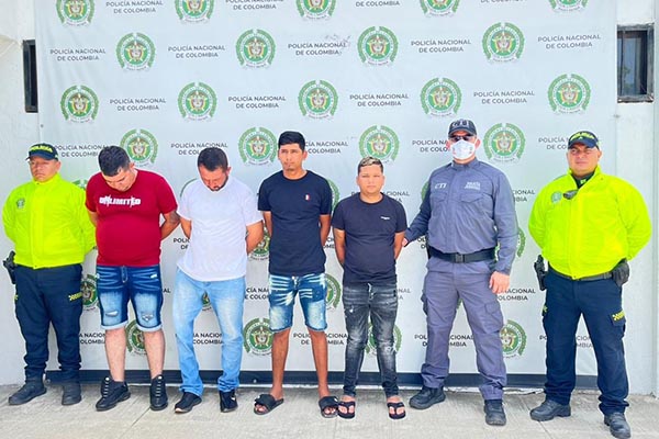 Esteban Nicolás Abuchaibe Suárez, alias ‘Padrino’; Starlin Saharan Brito Rodríguez, alias ‘Rafita’; Carlos Alberto Camejo Brito, alias ‘Chespi’, y Miguel Ángel Prada Carrillo, alias ‘Pata de palo’, procesados. Esteban Nicolás Abuchaibe Suárez, alias ‘Padrino’; Starlin Saharan Brito Rodríguez, alias ‘Rafita’; Carlos Alberto Camejo Brito, alias ‘Chespi’, y Miguel Ángel Prada Carrillo, alias ‘Pata de palo’, procesados.