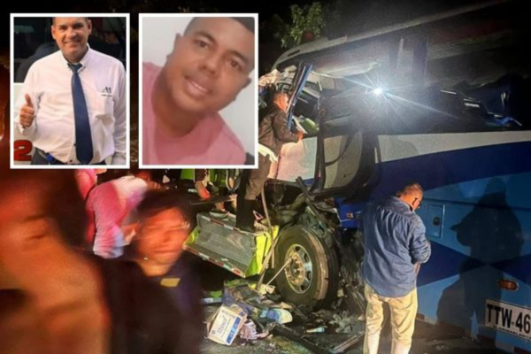 Nelson Iván Rojas, conductor del bus y Fabio Nelson Castillo Caballero, pasajero. 