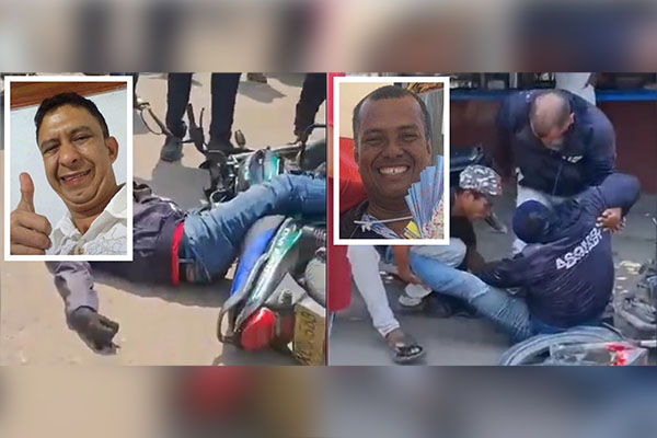 Este es el momento en el que Fabio Lobo y Jimmy Orozco, son auxiliados para ser llevados al centro de salud de la población.