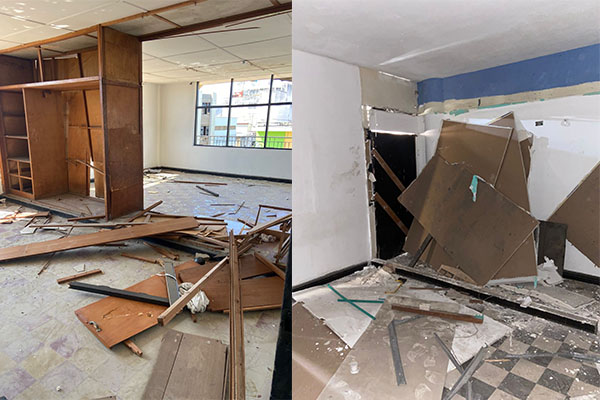 Destrucción y pérdidas millonarias dejó en el Edificio Dib en zona céntrica de Santa Marta, la última protesta de los reclusos del Centro Transitorio de Reclusión.