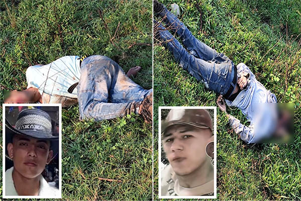 Los cuerpos sin vida de Juan Manuel Cantillo y Enrique Fontalvo, fueron encontrados en una zona enmontada inmediaciones del corregimiento de Piñuelas. Fotos grupo Zona Activa