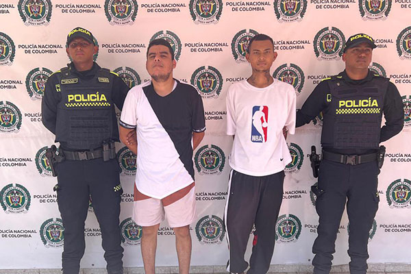 Esteban Rodríguez y Jorge Manjarrez, fueron dejados a disposición de las autoridades competentes. Foto Policía Nacional