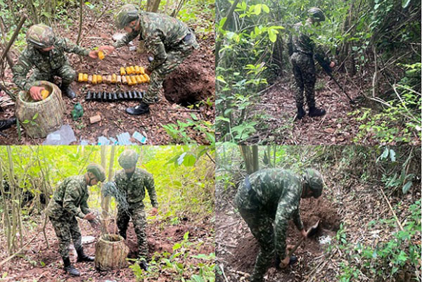 En el sitio fueron halladas por el personal uniformado 26 minas antipersonal. Foto Ejército Nacional