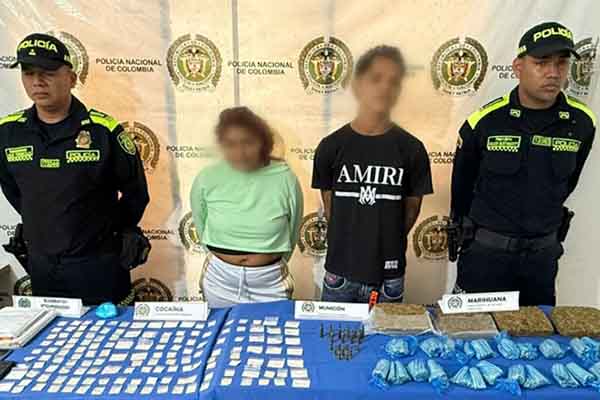 Alias ‘La India’ y alias ‘Murdock’, presuntos integrantes del grupo delincuencial ‘Los Primos. Foto Policía Nacional 