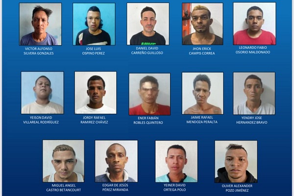 Cartel revelado por la Policía Metropolitana de Santa Marta que muestra los rostros de los que todavía seguía fugados. Foto Policía Nacional 
