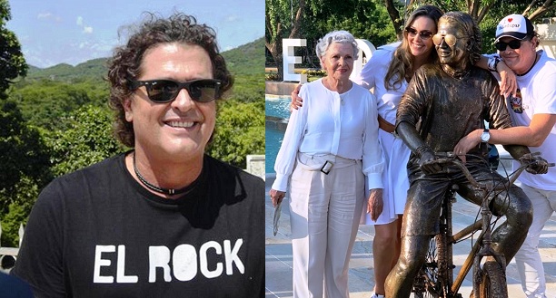 Carlos Vives con su mamá Aracely Restrepo y su esposa Claudia Elena Vásquez.