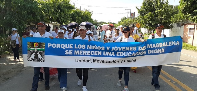 Los docentes del sindicato de Aracataca lideraron la manifestación del 21 de noviembre. 