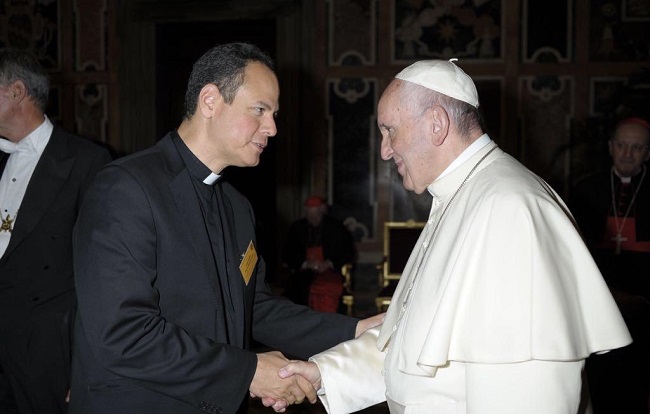 P. José Mario Bacci Trespalacios, durante la visita del papa Francisco a la ciudad de Bogotá, septiembre de 2017.
