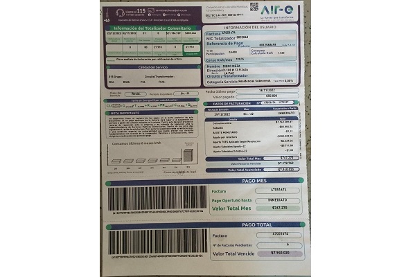 Los recibos sobrepasan el costo que la comunidad alcanza a cancelar con su presupuesto económico. 