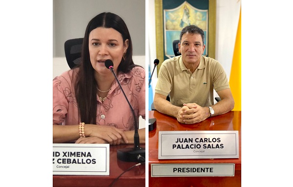 Los concejales Ingrid Gómez y Juan Carlos Palacio.