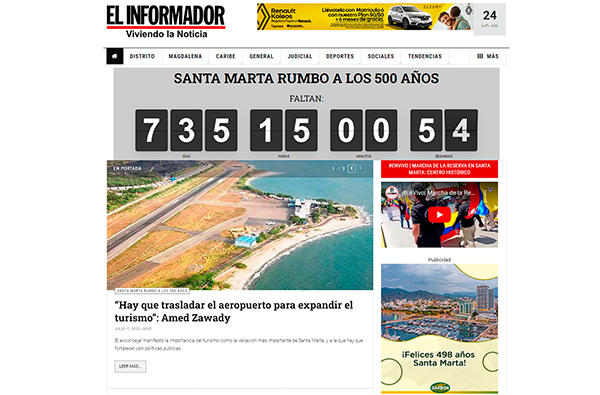 EL INFORMADOR, invita a la comunidad a opinar con nuestro #SantaMartaRumboalos500años o #SantaMarta500años, a través de nuestra edición virtual www.elinformador.com.co.