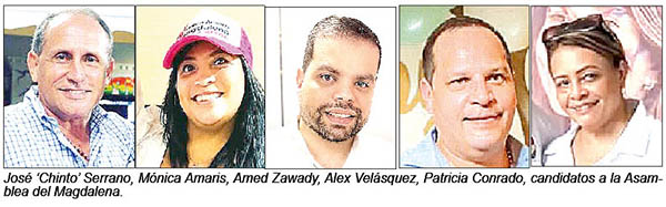 José ‘Chinto’ Serrano, Mónica Amaris, Amed Zawady, Alex Velásquez, Patricia Conrado, candidatos a la Asamblea del Magdalena.