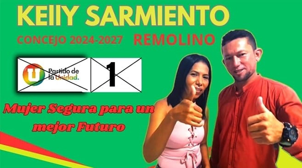 Afiche con el que alias “Millonario” promociona la candidatura de su esposa Kelly Sarmiento, al concejo del municipio de Remolino.