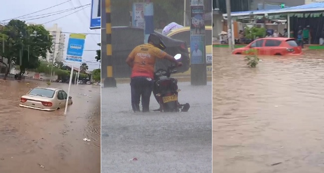 Imágenes del aguacero en Santa Marta.