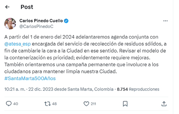 Carlos Pinedo Cuello, vía X. Carlos Pinedo Cuello, vía X.
