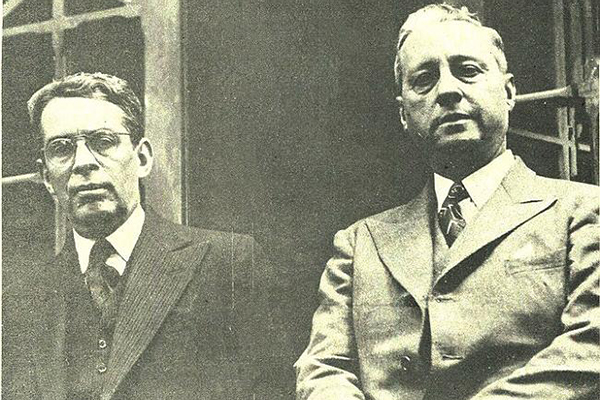 Don José Benito Vives De Andréis junto a Eduardo Santos, el entonces presidente de la República de Colombia.