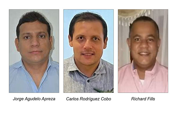Jorge Agudelo Apreza, Carlos Rodríguez Cobo y  Richard Fills 