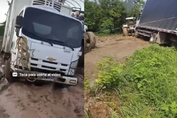Foto compartida por la líder comunal en donde se evidencia el mal estado de la vía Pinto, Barro Blanco.