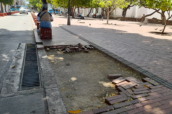 En la plaza de la Catedral el adoquín se deteriora cada día más, forjando cráteres enormes que le restan belleza al emblemático sitio. En la plaza de la Catedral el adoquín se deteriora cada día más, forjando cráteres enormes que le restan belleza al emblemático sitio.