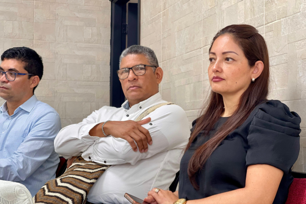 Sandra Patricia Muñoz, secretaria de Educación en la mesa principal del Foro Educativo Anual Distrital: “Santa Marta 500 Años + de Historia e Interculturalidad”.