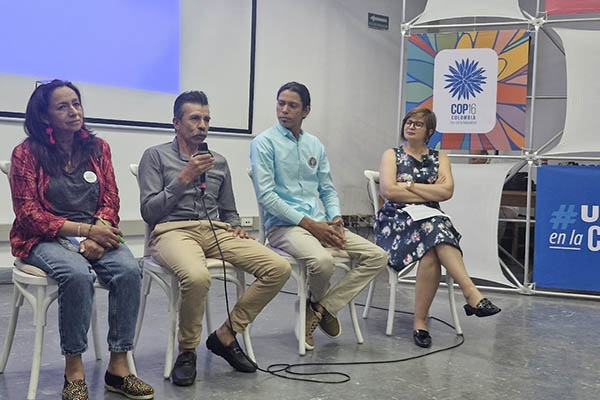 En la gráfica de izquierda a derecha Alba Herrera. “vereda mundo nuevo” y encargada del Proyecto WEF Nexus páramo, Carlos Rios “vereda la caja” Proyecto WEF Nexus páramo, Jorge mozo Proyecto WEF Nexus Magdalena “Medialuna” y la profesora de la Utadeo Magnolia Longo