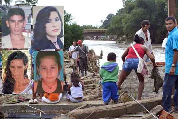 Mariela Flórez, Otoniel Madrid, Rosalba Cala, su hijo Reinaldo Rincón Cala, su esposa María Alexandra Pacheco Torrado, muertos por la avalancha. Mariela Flórez, Otoniel Madrid, Rosalba Cala, su hijo Reinaldo Rincón Cala, su esposa María Alexandra Pacheco Torrado, muertos por la avalancha.