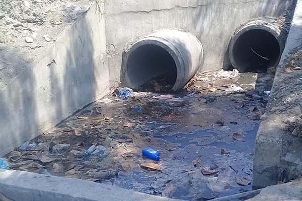 Imagen de los desechos públicos tapando el canal de desagüe, representando la problemática del municipio de Ciénaga. Foto referencia.