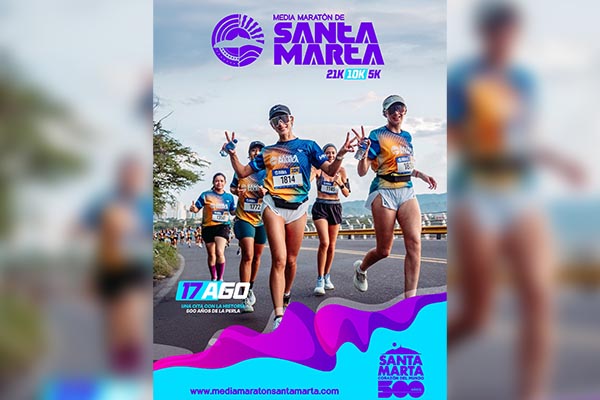 Este domingo 17 de agosto de 2025 Santa Marta corre la Media Maratón en su segunda versión: Una cita con la historia, 500 años de la perla.