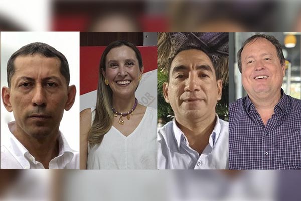 Coronel retirado Gustavo Berdugo, Marcela Sierra (continúa en la gerencia de Ciudad); Rigoberto García, Francisco Rojas, secretarios salientes de la administración de Carlos Pinedo. Fotos redes sociales/ Foto EL INFORMADOR