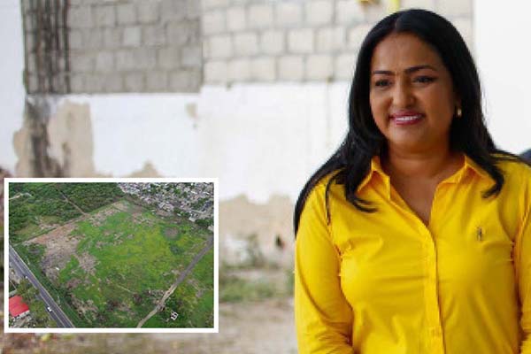 Yurcelys Rada Barbur, Secretaria de Infraestructura y Desarrollo Sostenible del municipio de Ciénaga, Magdalena. Foto tomada de Yurcelys Rada Barbur en Facebook; Lote donde se construirá la Terminal de Transporte de Ciénaga Foto Cortesía José Noguera  