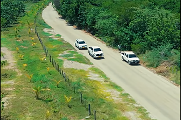 Nueva vía recién aplanada y expandida hacia el corregimiento de Sevillano, zona rural de Ciénaga Magdalena. Foto Alcaldia de Ciénaga