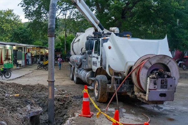 Las reparaciones en la EBAR Cantilito permitirán mejorar la eficiencia del sistema de alcantarillado y normalizar la movilidad en este sector de Santa Marta. Foto Essmar 