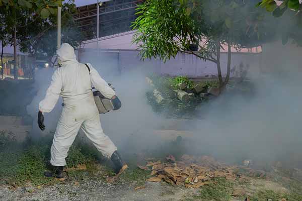 Los trabajos de fumigación cumplen con erradicar los focos de reproducción del mosquito Aedes Aegypti. Foto Facebook Alcaldía de Ciénaga