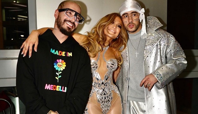 Jennifer Lopez, Bad Bunny y J Balvin.