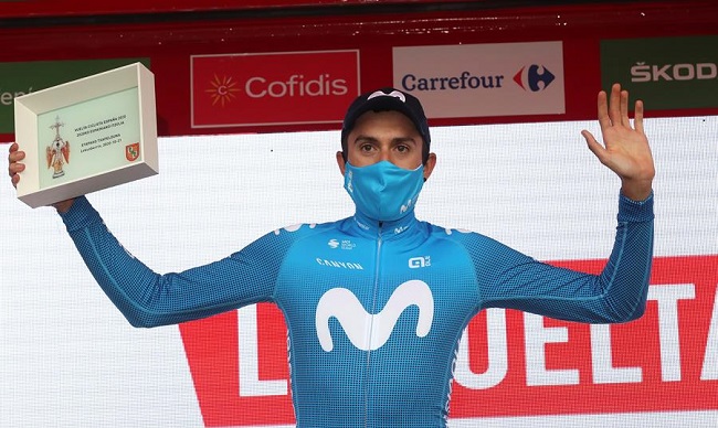 El español Marc Soler (Movistar) se impuso en solitario en la segunda etapa de la Vuelta a España disputada entre Pamplona y Lekunberri, con un recorrido de 151,6 kilómetros.