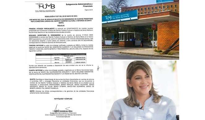 En la publicación realizada en la cuenta oficial de Twitter del Hospital Julio Méndez Barreche, se encentra la resolución 007 del 25 de mayo del 2021 donde se ordena el desembargo de las cuentas.