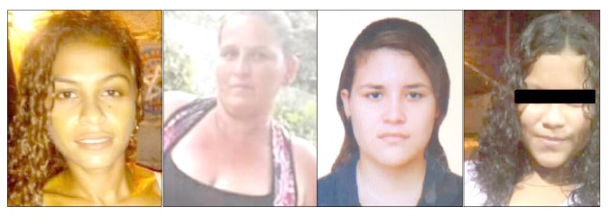 Angélica Rodríguez Hernández, Gisela Cifuentes Páez, Patricia Paola Pérez Ríos y Geraldine Gómez Pérez, asesinadas.