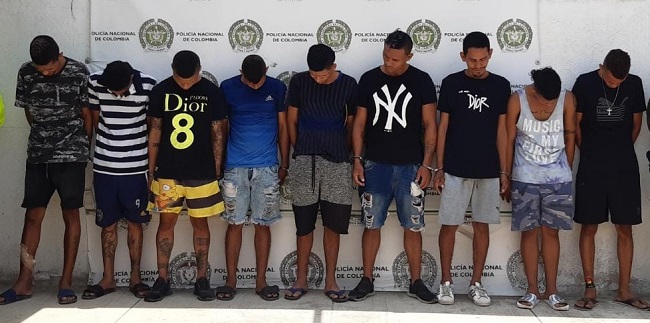 Cristian Tovar Vargas, Aníbal Camargo Díaz, Brian España Cadena, Anggi Rodríguez Luna, Manuel Polo Solano, William Hernández, Romario Díaz Acuña y Jhoan Luna Pérez, capturados.