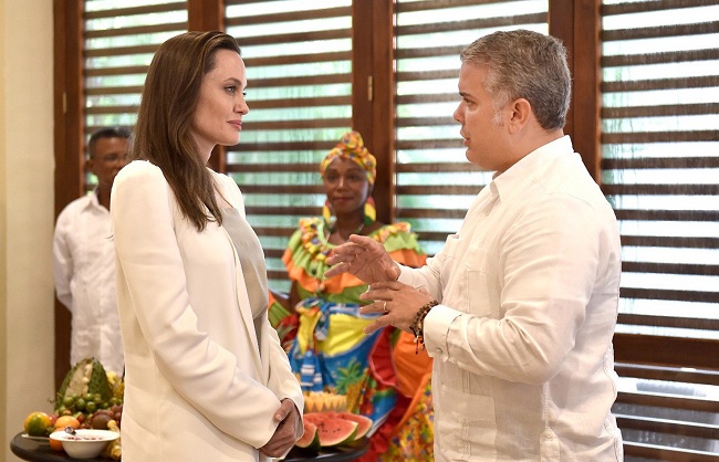 Angelina Jolie se reunió con el presidente Iván Duque