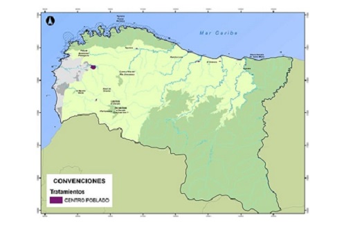 Cartografía del Plan de Ordenamiento Territorial, donde señala al corregimiento de Bonda como Centro Poblado.