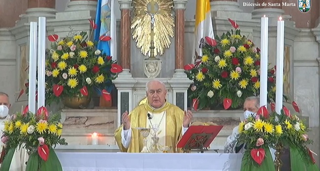 Monseñor Luis Adriano Piedrahita, Obispo de Santa Marta. Captura de video.