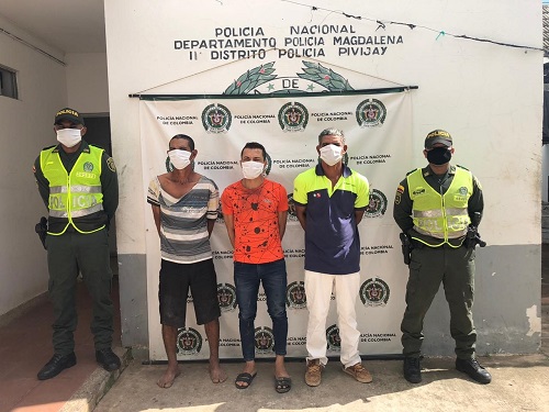 Jaime Torres Pacheco, José Javier Torres Muñoz y Guillermo Martínez Patiño, fueron capturados por la Policía del Magdalena por el delito de lesiones personales.