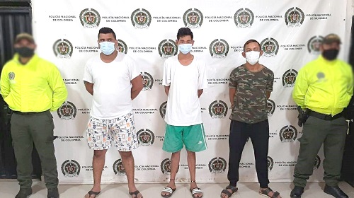 Wilmer Antonio Fuentes Murillo, alias ‘Pirulo’; Luis Alberto Arroyo Ramos, alias ‘El Flaco’ y Jader Luis De La Ossa Mesa, alias ‘Rubén’, fueron capturados.