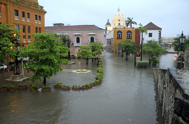  Fotografía cedida por el diario El Universal de inundaciones este sábado en Cartagena.EFE