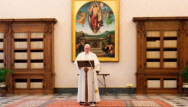 El Papa Francisco presidió el Ángelus desde el Palacio Apostólico. Foto: Vatican Media
