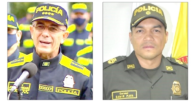 General Jorge Vargas, director de la Policía Nacional, Coronel Samir Pava, comandante de la Policía del Magdalena.